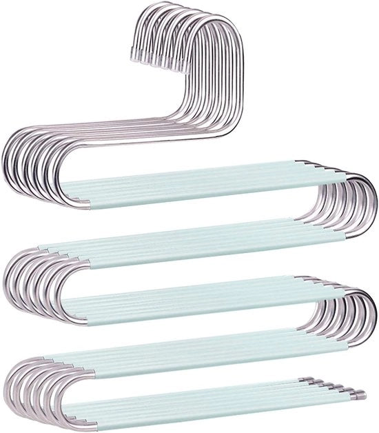 Hanger per pantaloni - Hanger per abbigliamento - 6 Stuks S-vormige Hanger per pantaloni - Hanger per capi in acciaio inossidabile - Organizzatore per capi in abbinamento - per pantaloni, jeans, sciarpe - colore verde