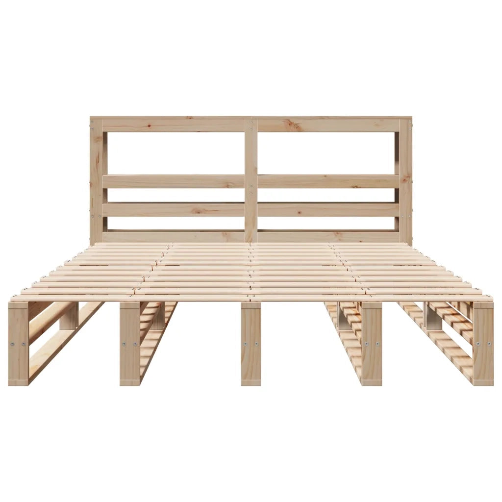 Giroletto con Testiera 140x200 cm in Legno Massello di Pino 3306495