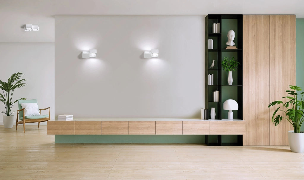 NASSO  lampada da Soffitto 3 Luci attacco GX53 quadrata bianco in gesso e alluminio