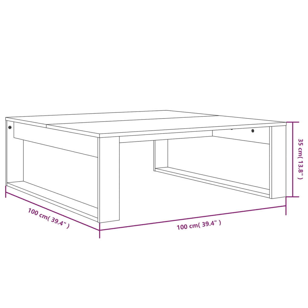 Tavolino Salotto Grigio Sonoma 100x100x35 cm Legno Multistrato 816000