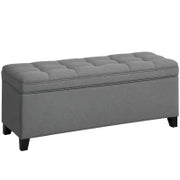 Banco di Archiviazione con 2 Cerniere di Sicurezza Tappo Ribaltabile per Camera Salotto 120x40x48 cm Grigio Scuro