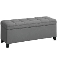 Banco di Archiviazione con 2 Cerniere di Sicurezza Tappo Ribaltabile per Camera Salotto 120x40x48 cm Grigio Scuro