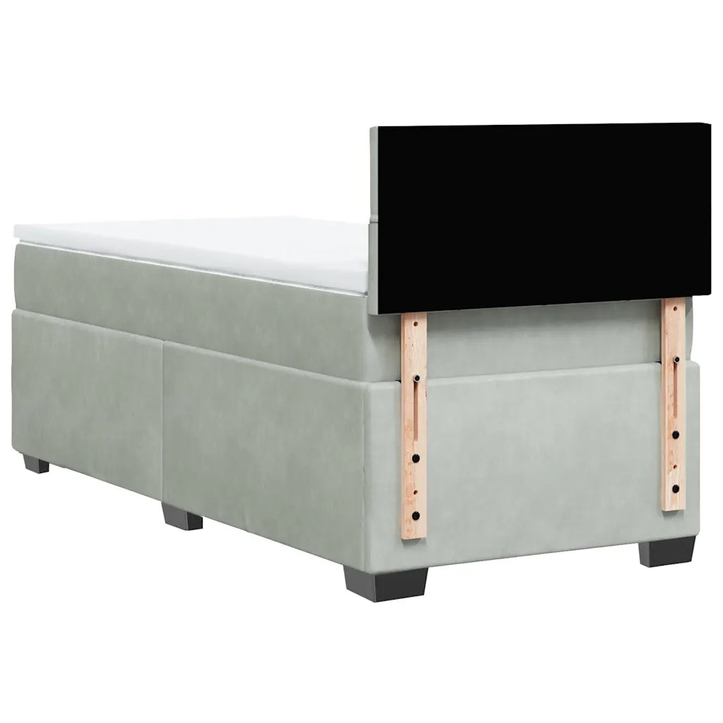 Giroletto a Molle con Materasso Grigio Chiaro 90x190 cm Velluto 3288498