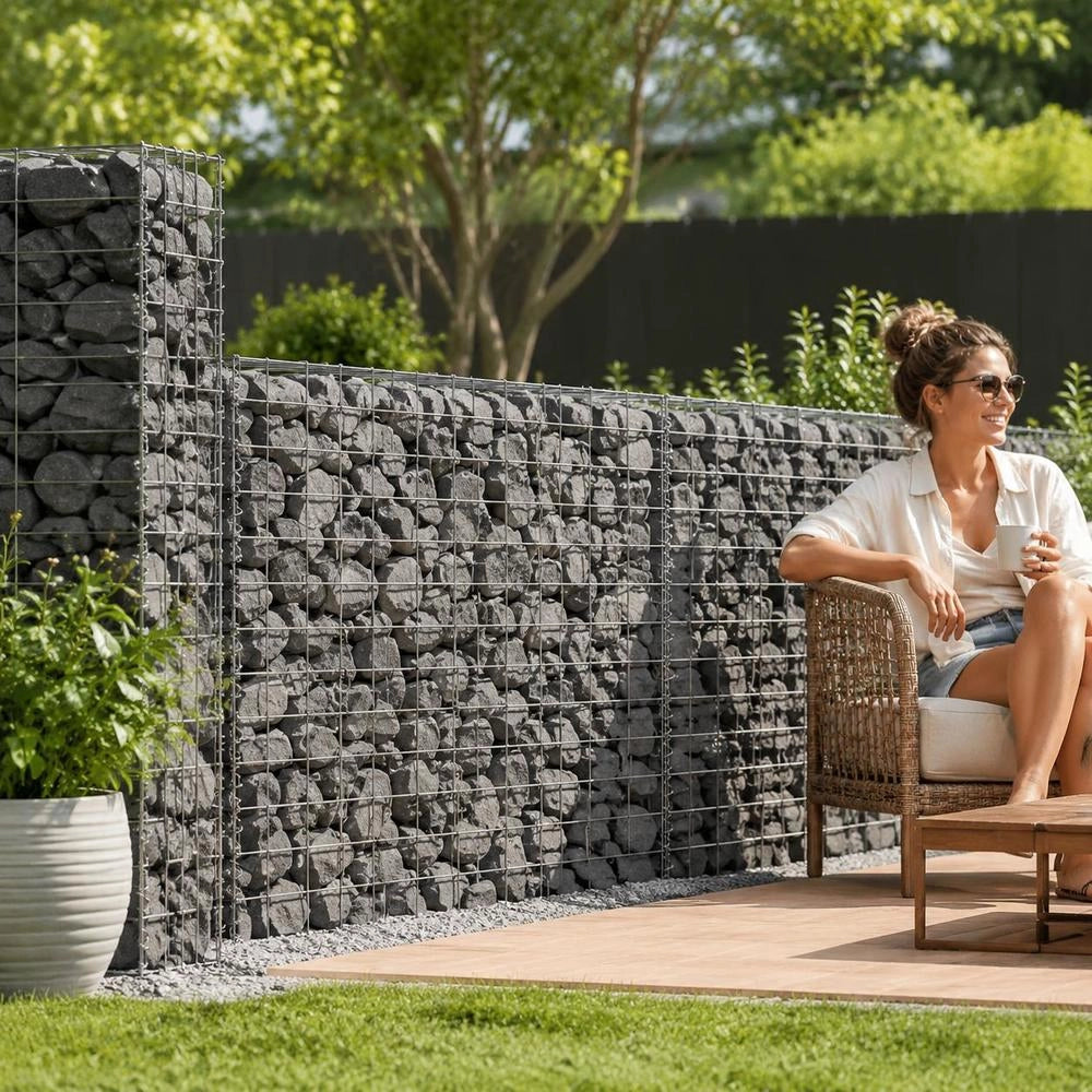 Gabion Wall With Cover, Galvanized Steel, 100x60x100 Cm