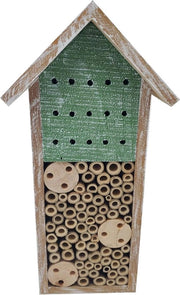 Insectario ecologico per api selvatiche - dimensioni: 15 x 30 x 13 cm - certificato FSC - legno di quercia/bambù - colore marrone/verde