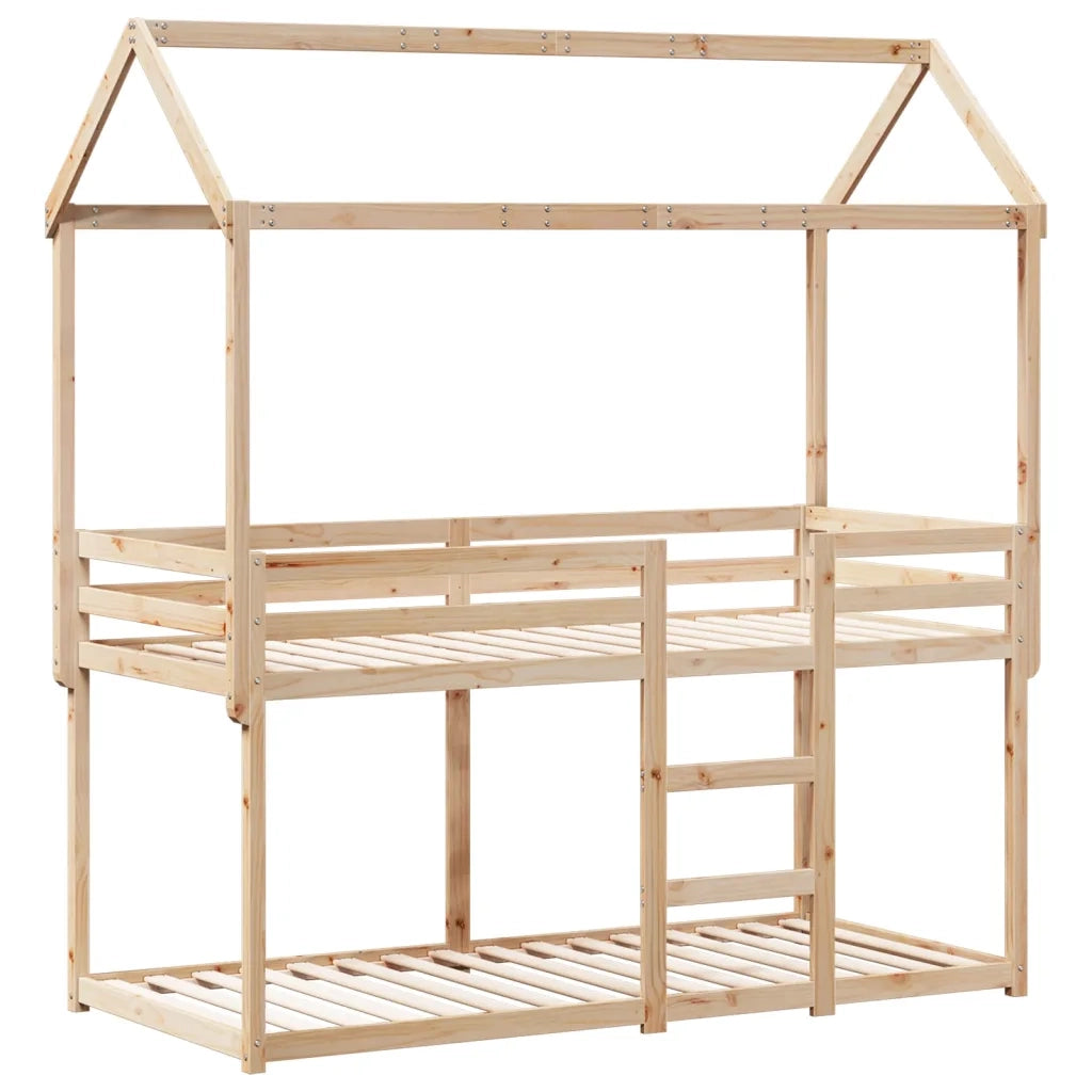 Letto singolo | Letto per adulti | Letto a Castello con Tetto 80x200 cm in Legno Massello di Pino
