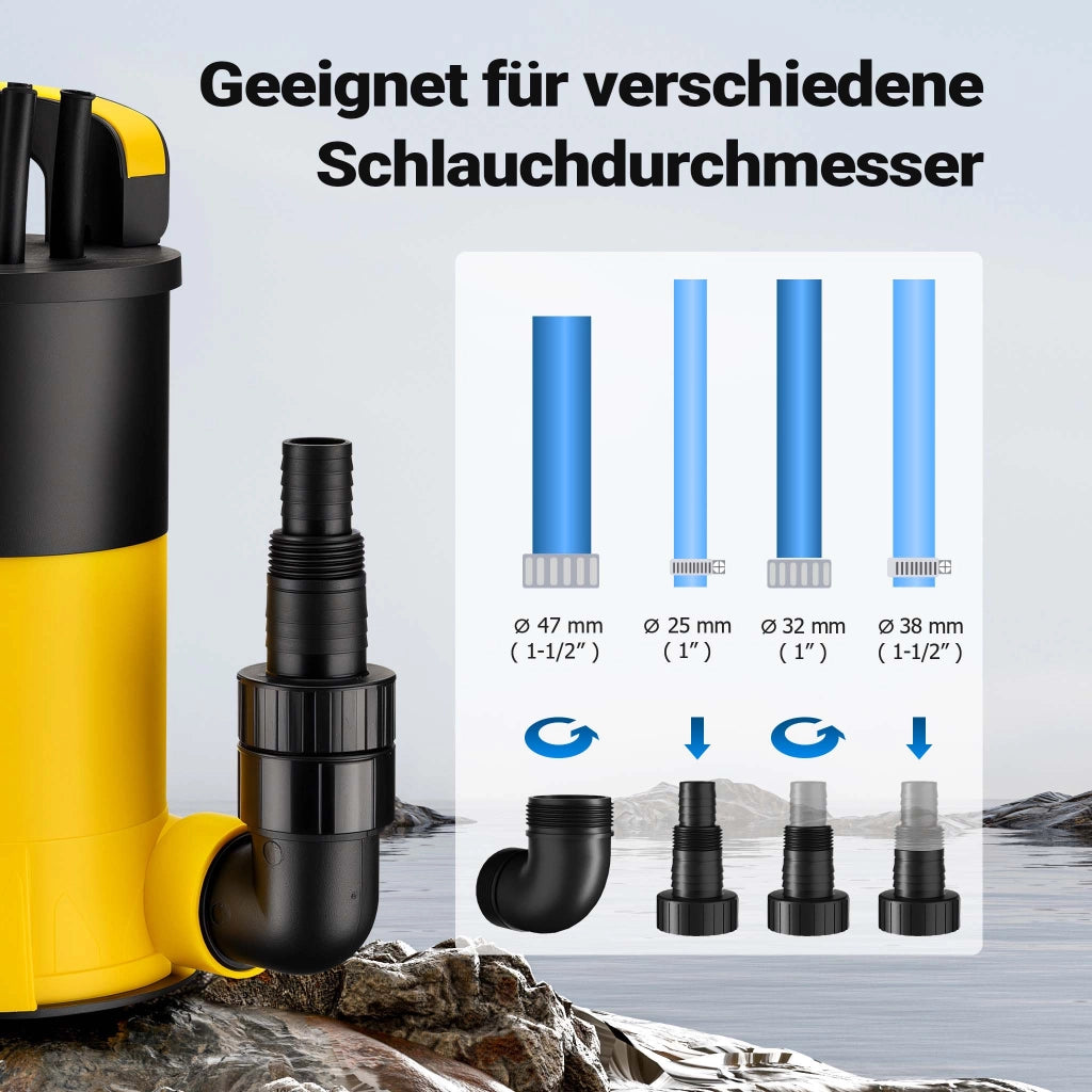 Pompa sommersa, 400W 8000 l/h, profondità max 7 m, Elettropompa a immersione per pozzi e cisterne