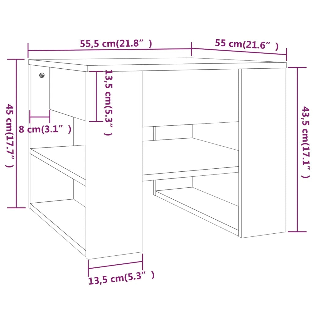 Tavolino Salotto Rovere Marrone 55,5x55x45 cm Legno Multistrato 816933