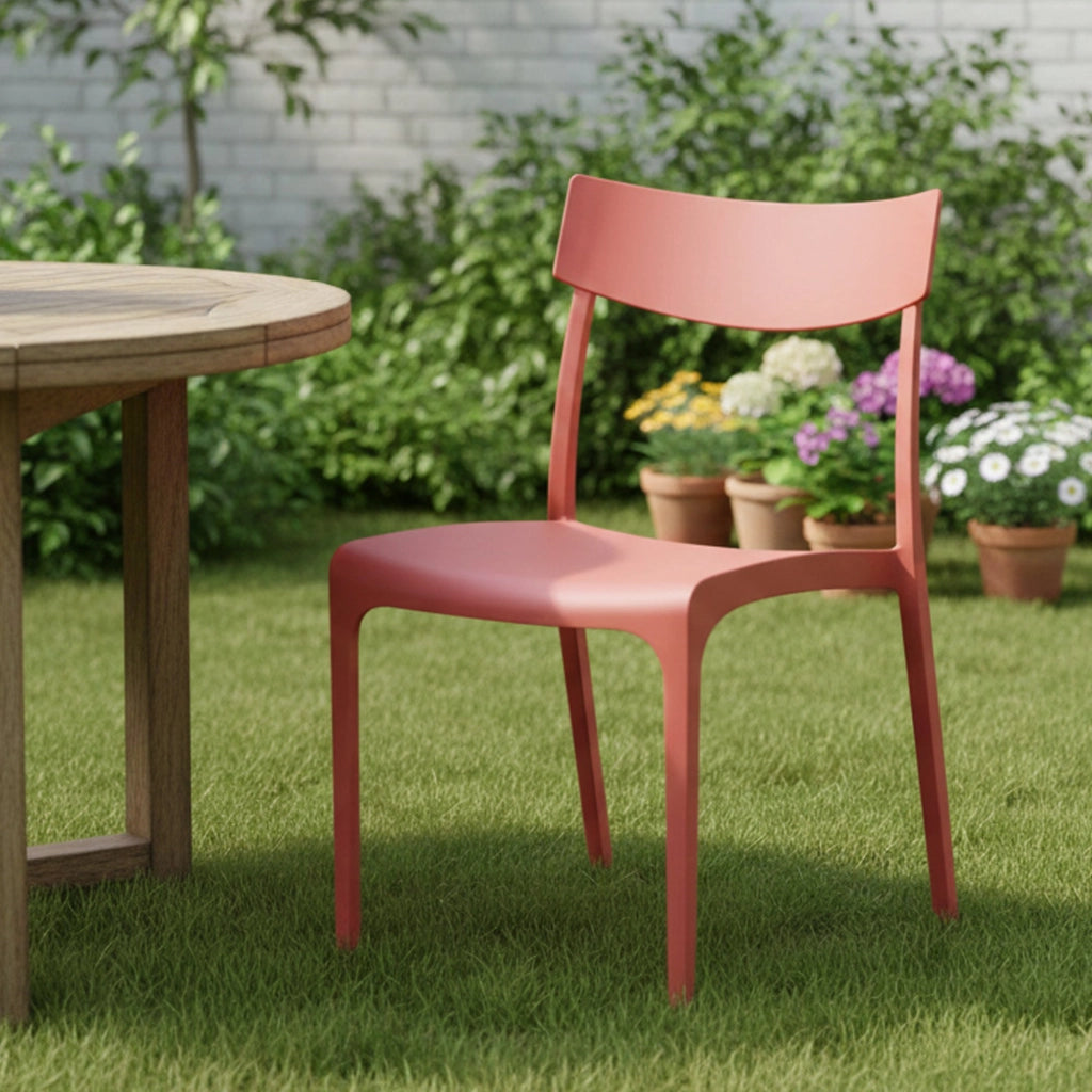 Sedia da esterno Lupia, Seggiola da giardino, Seduta outdoor multiuso, Panchina da giardino, Made in Italy, 54x46 h80 cm, Rosso