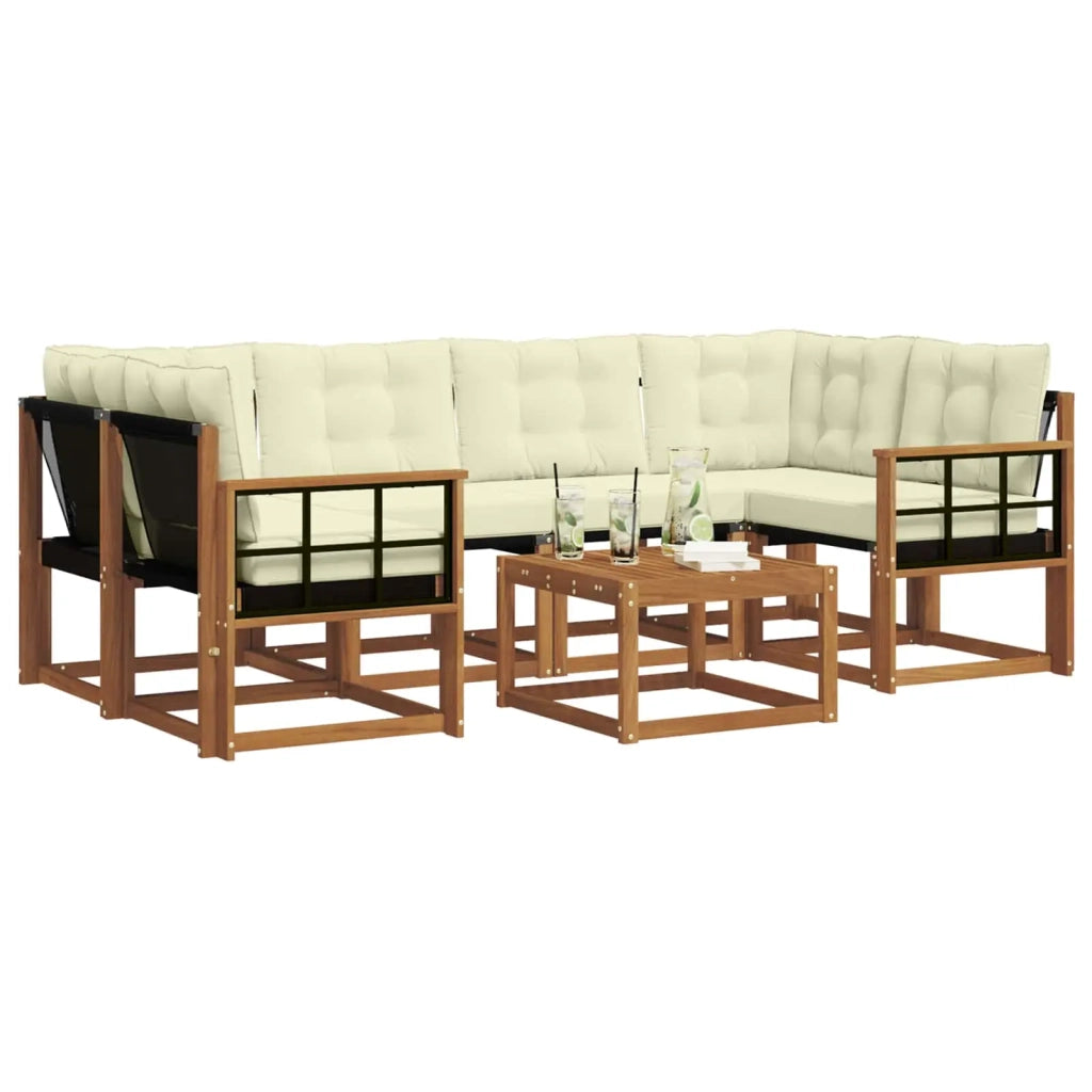 Set di divani da esterno con cuscino 7 pcs Naturale e Crema 3368453