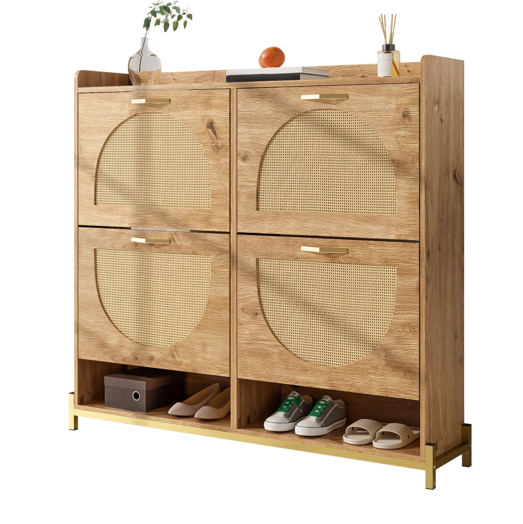 Scarpiera salvaspazio in MDF color legno 108;5 x 24 x 100 cm con struttura in metallo