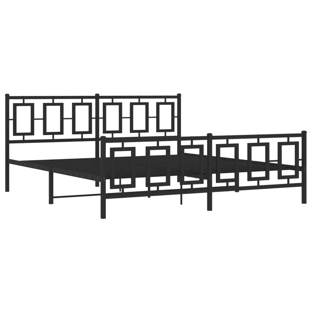 Giroletto con Testiera e Pediera-Struttura Letto Metallo Nero 183x213 cm 643611