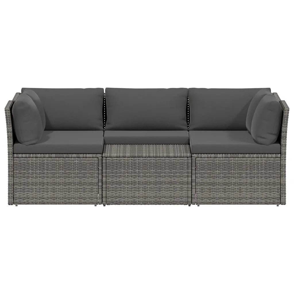 Set Divani da Giardino 4 pz con Cuscini in Polyrattan Grigio cod mxl 75920