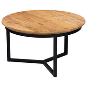 Tavolino rotondo in legno di mango naturale e ferro 59x59x33h cm