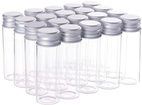 Flessine di Vetro 15 ml - Fiasco a Spirale - Piatto Vuoto - Contenitore per Erbe - Dono di Matrimonio - Tappo a Viti in Alluminio - Flessine di Campionatura