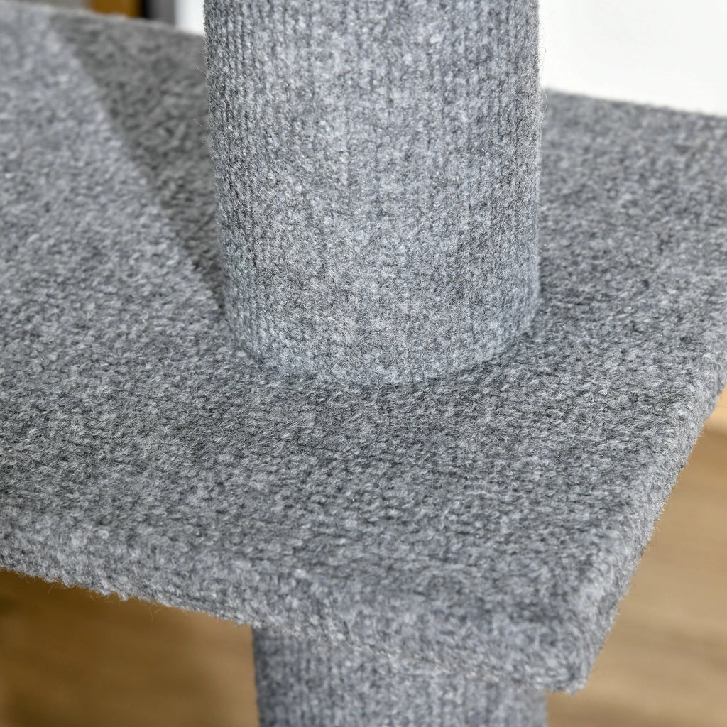 Albero Tiragraffi per Gatti a Soffitto 4 Livelli 43x27x228-260cm Altezza Regolabile Grigio