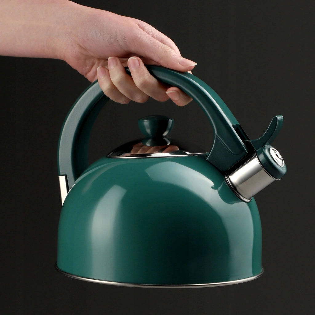 Bollitore a gas/induzione KADAX con fischietto, 1,7 l, acciaio verde tradizionale