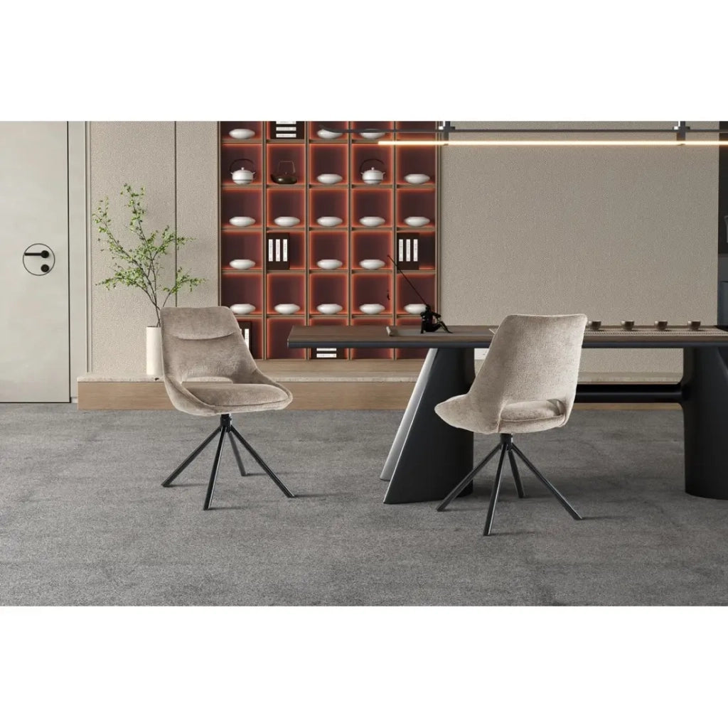 Set di 2 sedie YUMENA - Tessuto taupe - Piedi in metallo - Design compatto - Eleganza senza tempo e confortevole