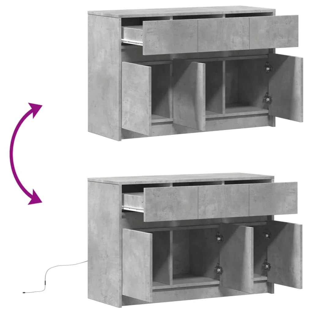 Porta TV multimediale scaffale per televisione televisione buffet sala da pranzo soggiorno camera da letto con LED 91 x 34 x 61 cm pannelli compositi grigio 02_0026455