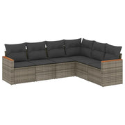 Set Divano da Giardino 6 pz con Cuscini Grigio in Polyrattancod mxl 113056
