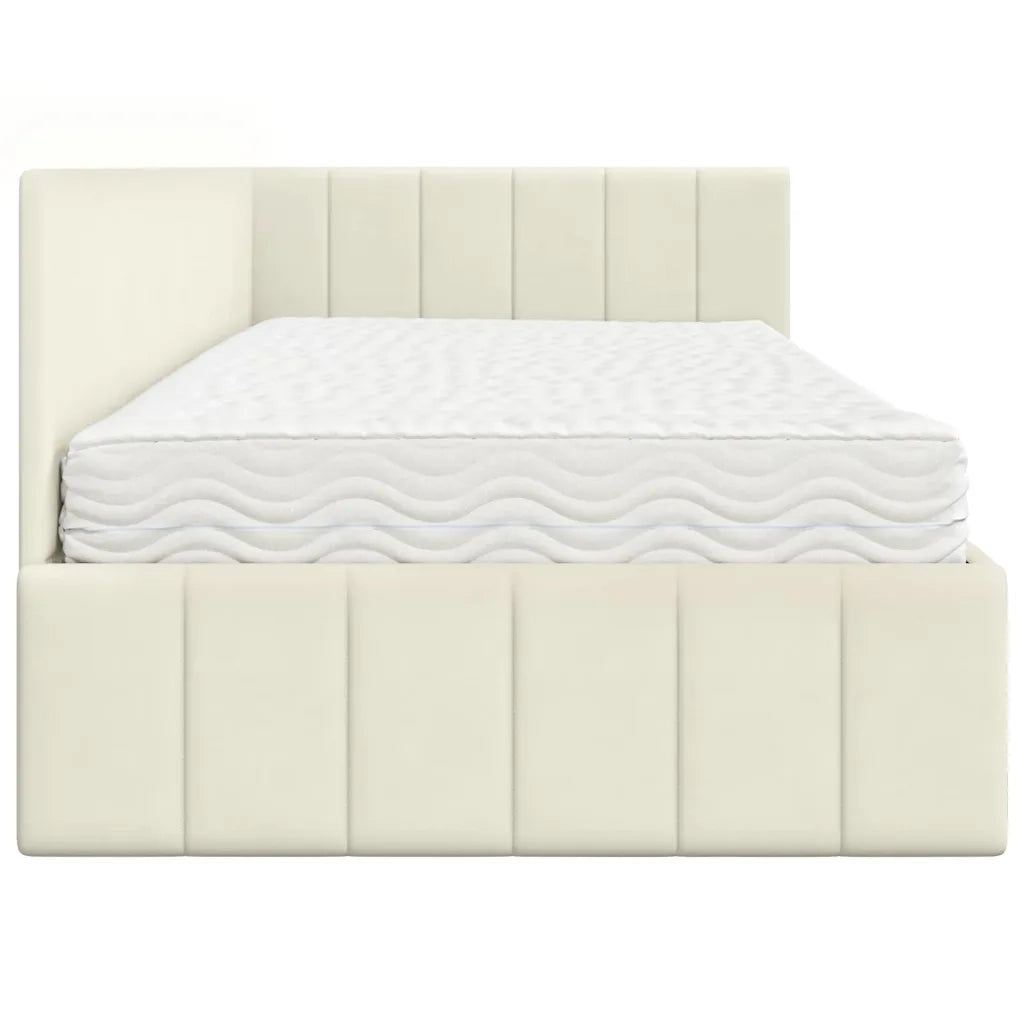 Struttura Letto Angolare con Materasso 2 pcs Crema Velluto 3393875