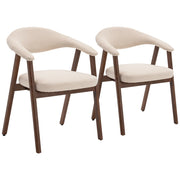Set di 2 sedie in legno scuro e tessuto bouclé beige BARBARA