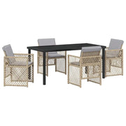 Set da Pranzo per Giardino 5 pz | Set Salotto da Giardino Beige polyrattan