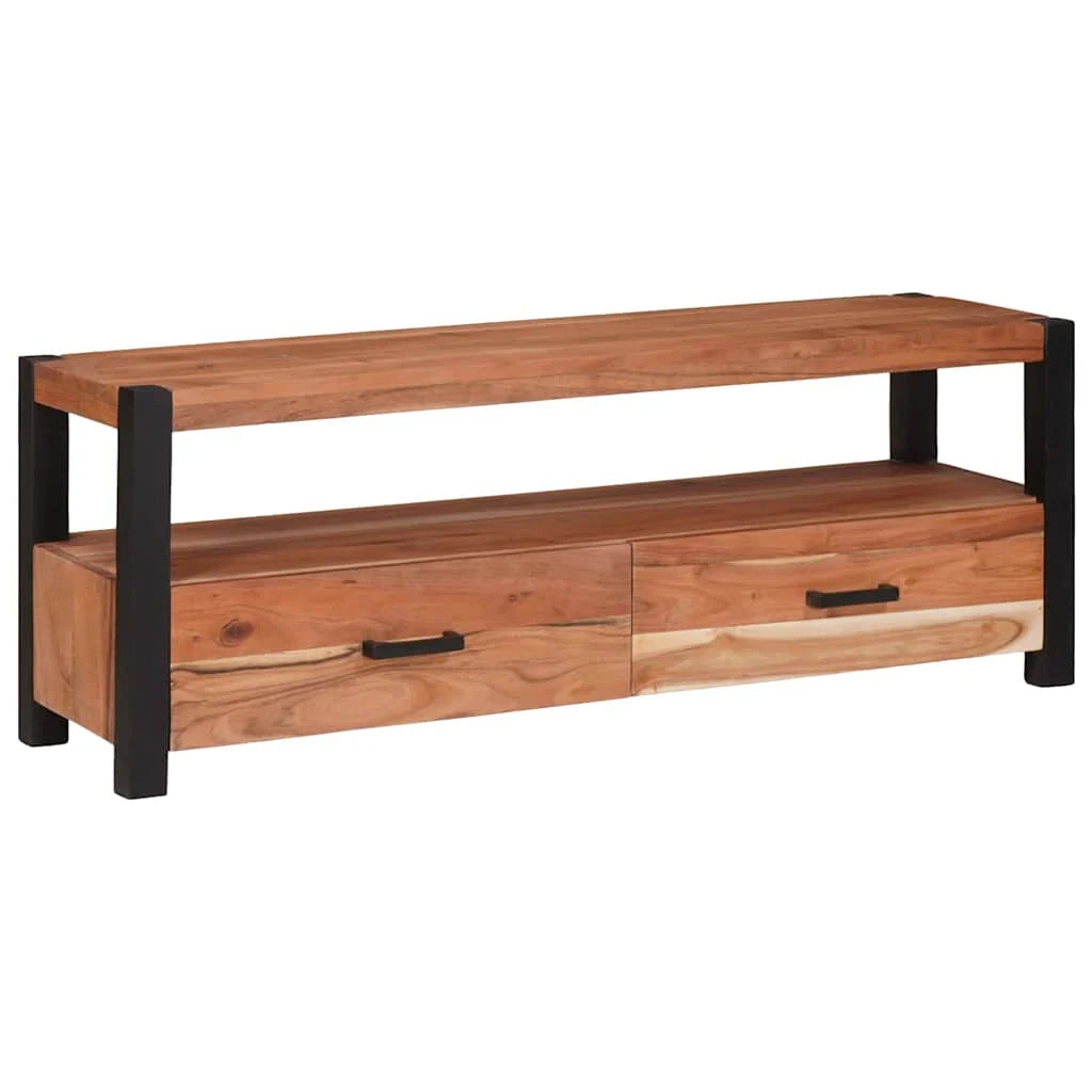 Mobile TV compatto con contenitore per soggiorno 110 x 30 x 40 cm legno massello di acacia marrone 02_0058059