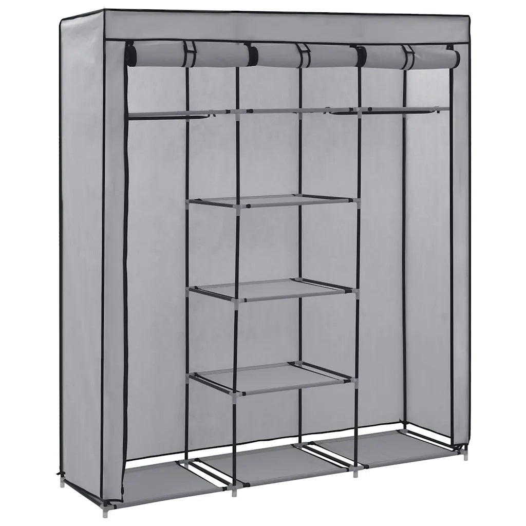 Armadio con Scomparti e Aste Grigio 150x45x175 cm in Tessuto CFW4320567