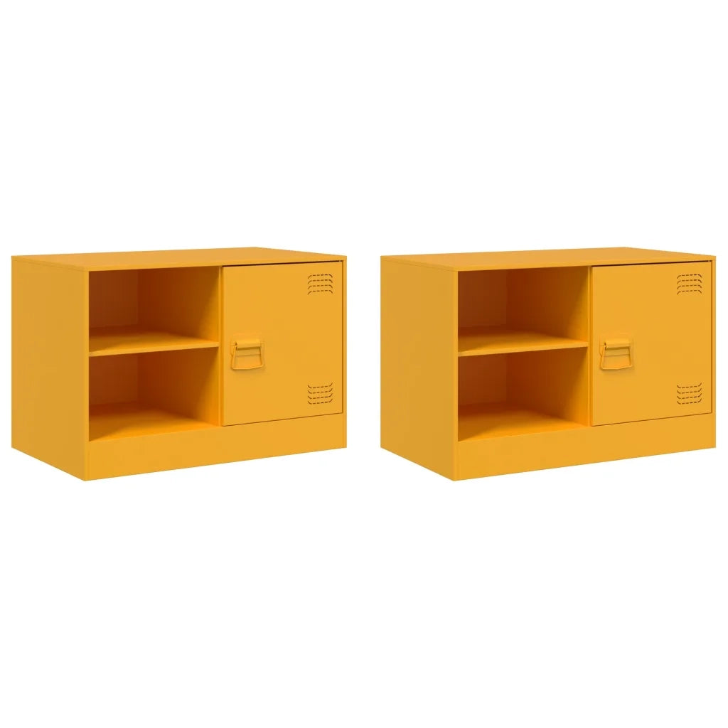 Mobili TV 2 pz-Set di 2 Credenza per TV Giallo Senape 67x39x44 cm in Acciaio 394817