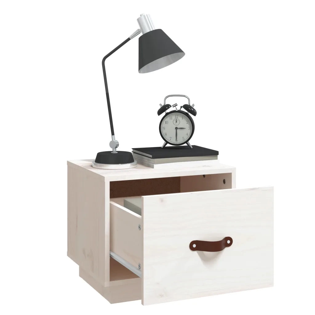 Comodini 2 pz Bianco 40x34x35 cm in Legno Massello di Pino 818288