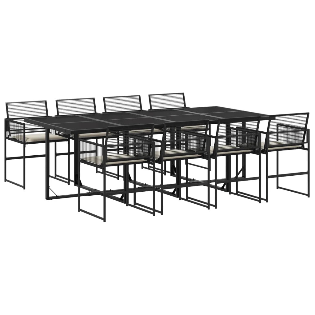 vidaXL Set da Pranzo da Giardino 9 pz con Cuscini Nero in Polyrattan