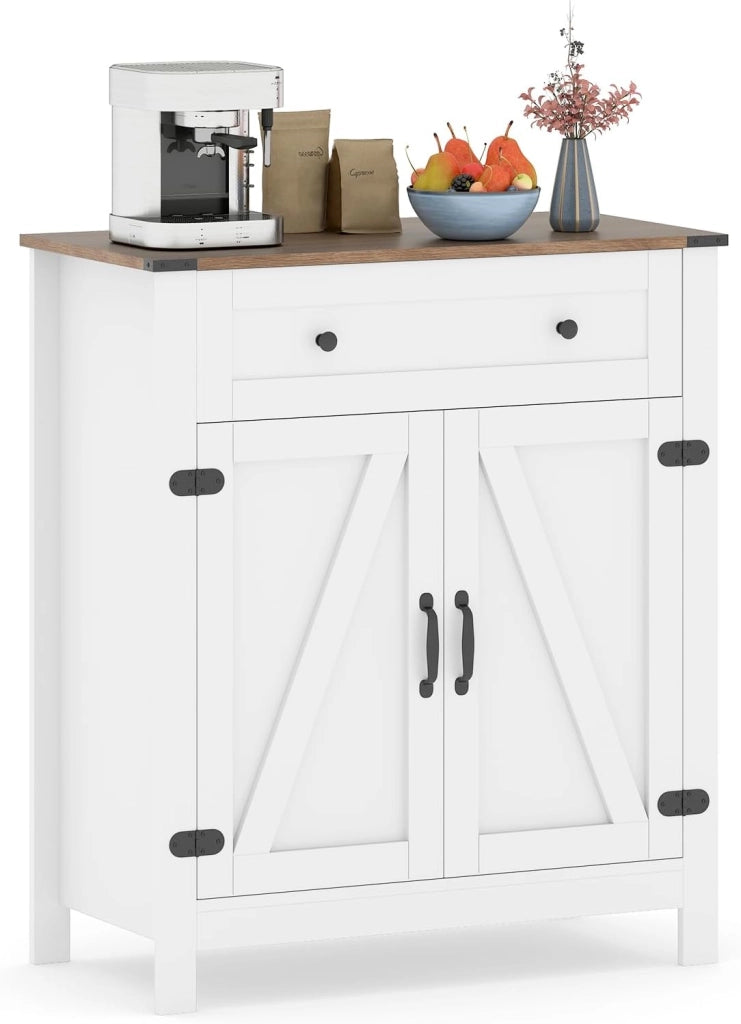 Mobile da Bagno, Armadietto da Dispensa per Cucina con Porte, Cassetto e Ripiano Regolabile, Stazione per Caffè da Pavimento per Sala da Pranzo, Soggiorno e Ingresso, 80 x 40 x 92 cm