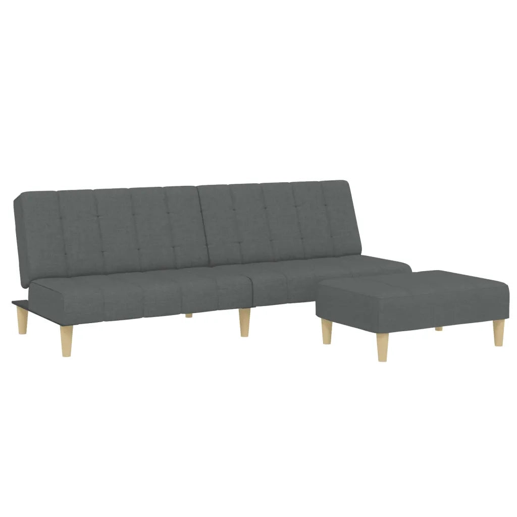 Divano Letto 2 Posti con Poggiapiedi-Sofa Letto 2 Posti-Daybed Grigio Scuro in Tessuto 778943