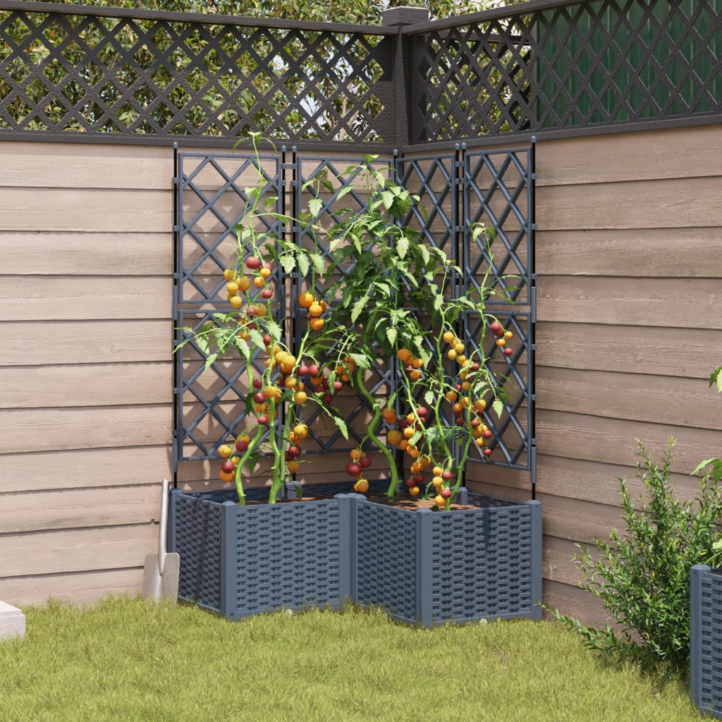 Fioriera da Giardino con Griglia 3 pz Grigio Chiaro 80x80x143 cm