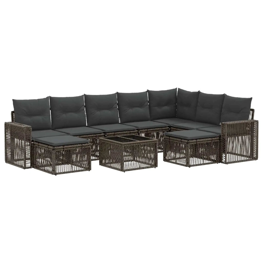 Set Divano da Giardino 10 pcs Grigio e Grigio Scuro polyrattan 3435314
