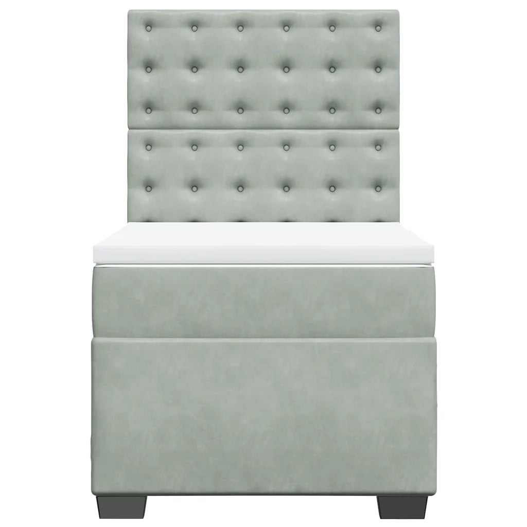 Giroletto a Molle con Materasso Grigio Chiaro 90x200 cm Velluto
