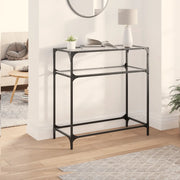 Tavolino Consolle Piano Vetro Trasparente 80x35x81cm in Acciaio