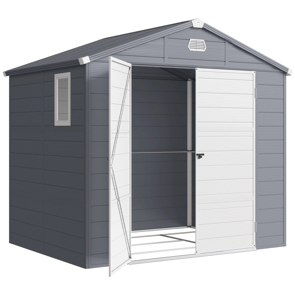 Casetta da giardino in plastica e metallo con finestra di ventilazione ¨C zephmum ¨C 240x190x180 grigio