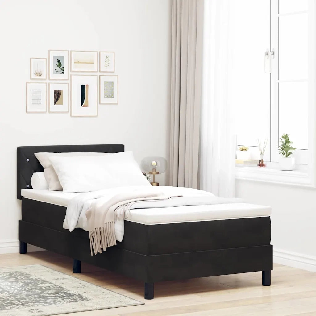 Letto a molle con materasso-Struttura Letto con Materasso Nero 90 x 200 cm Velluto 740950