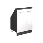 Mobile cucina sottotetto R-Line Bianco lucido/Antracite 60 cm con 2 porte Vicco