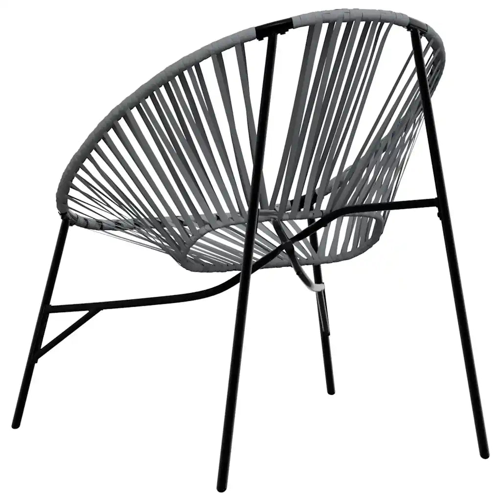 Set di Sedie da Giardino 3pz in Polyrattan Nero e Grigio Chiaro 4009294