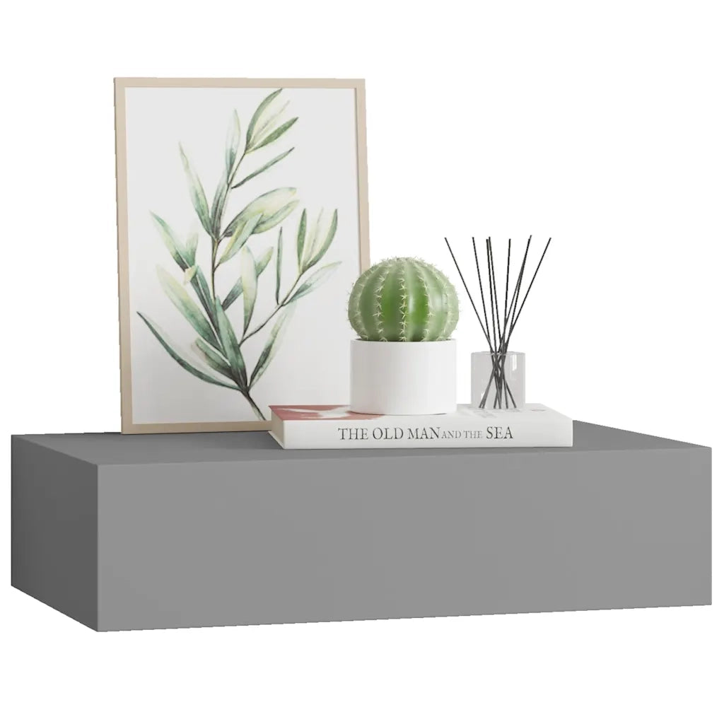 Scaffale con Cassetti da Parete Grigio 40x23,5x10 cm in MDF 330245