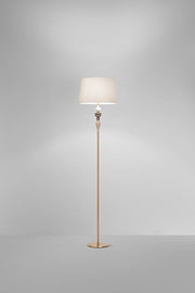 Piantana in Metallo Ottone Spazzolato e Ceramica Multicolor, Paralume Avana, H 170 cm, 1x E27, Stile Classico ed Elegante - Perenz