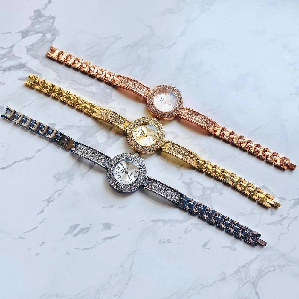 Trade Shop - Orologio Bracciale Zcc Polso Donna Acciaio Quarzo Brillantini Moderno Classico -