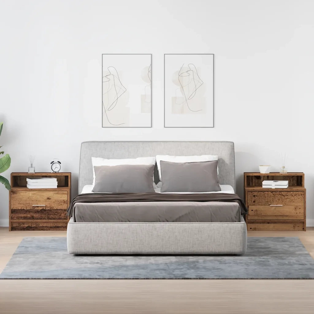Set di 2 Comodini | Armadio da Notte | Mobiletto da notte con Cassetto in Legno Antico 51x31x47 cm