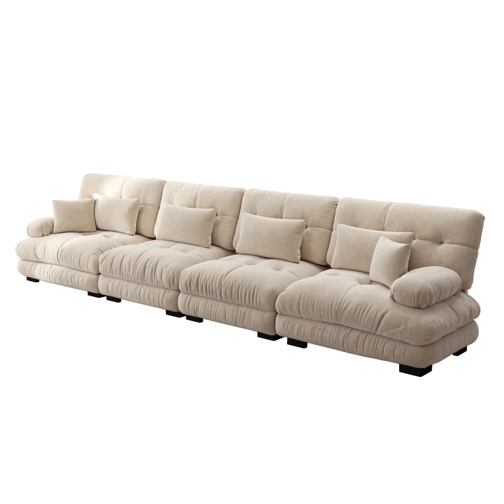 Divano Letto Angolare 4 Posti ¨C MINIMAL ¨C Chenille, Marrone Chiaro