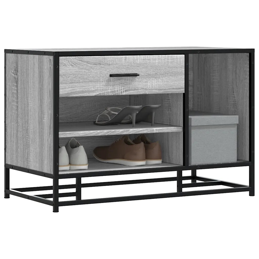 Panca Portaoggetti-Sgabello-Panca con Contenitore Grigio Sonoma Legno Multistrato e Metallo 876640