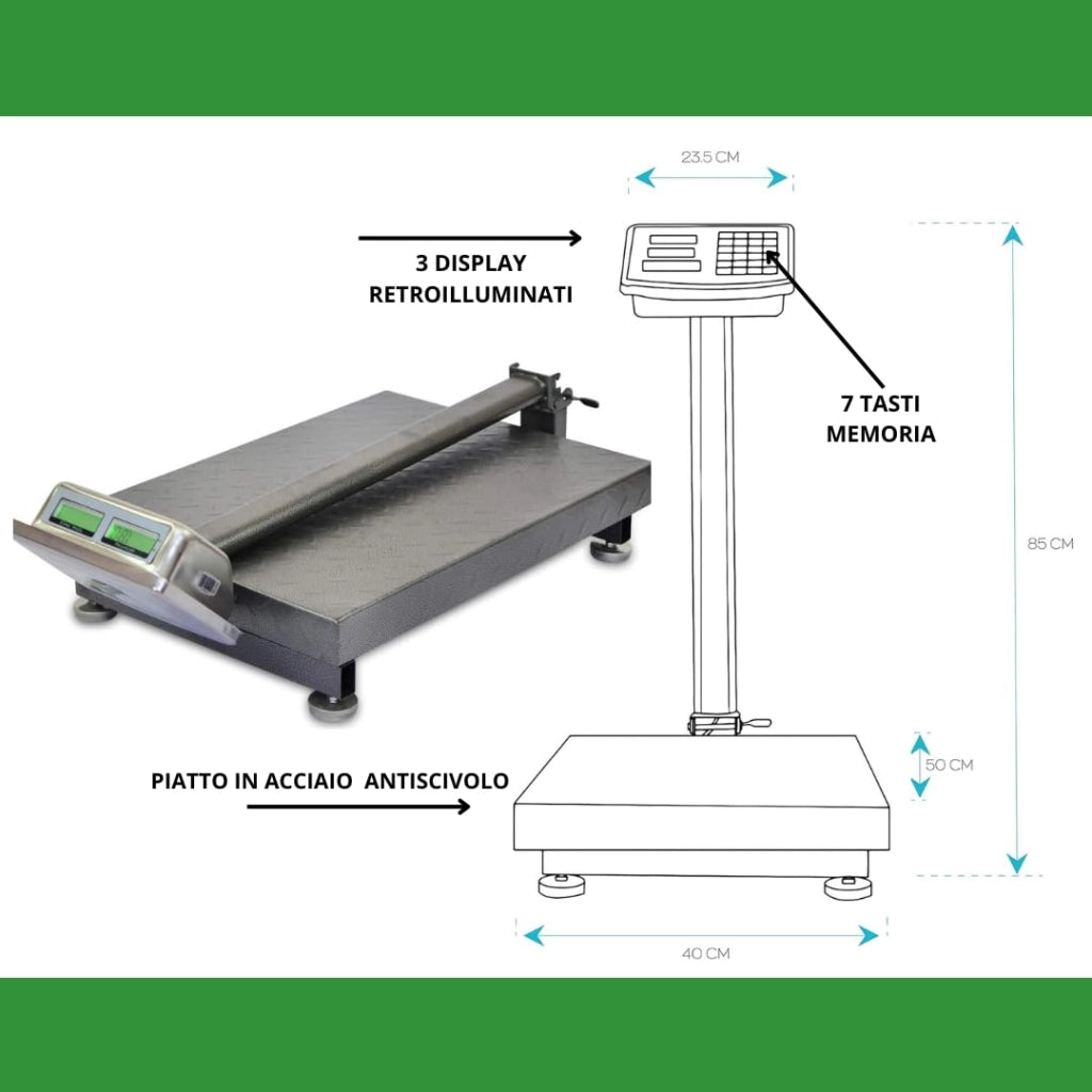 Bilancia Digitale Elettronica, Professionale da 300 Kg con Display Bilancia Industriale Ricaricabile per Utilizzo in Negozi, Abitazioni, Aziende