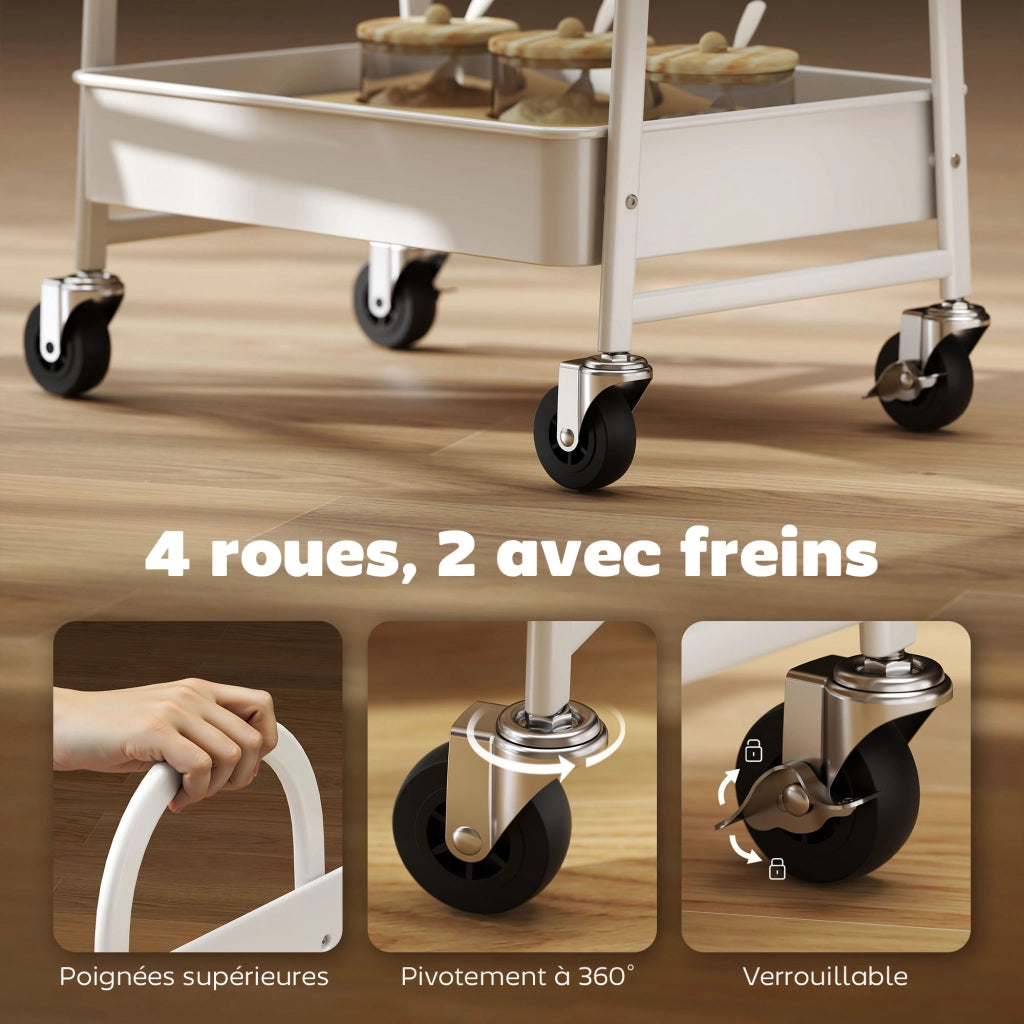 Tavolino da cucina con 3 livelli e cestini ¨C zephmum ¨C 45x32x77.5 cm quercia